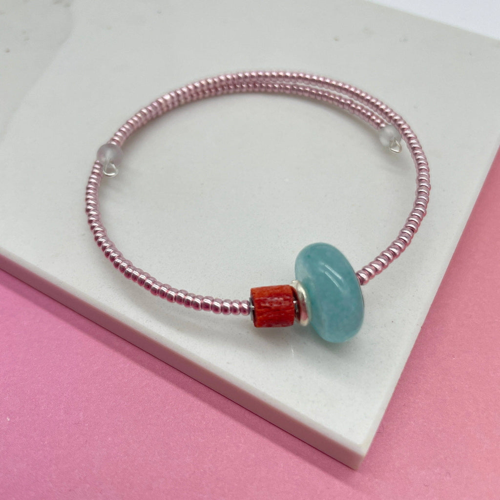 Pink Beads Wrap Bracelet from Deryn for sale at Mostyn