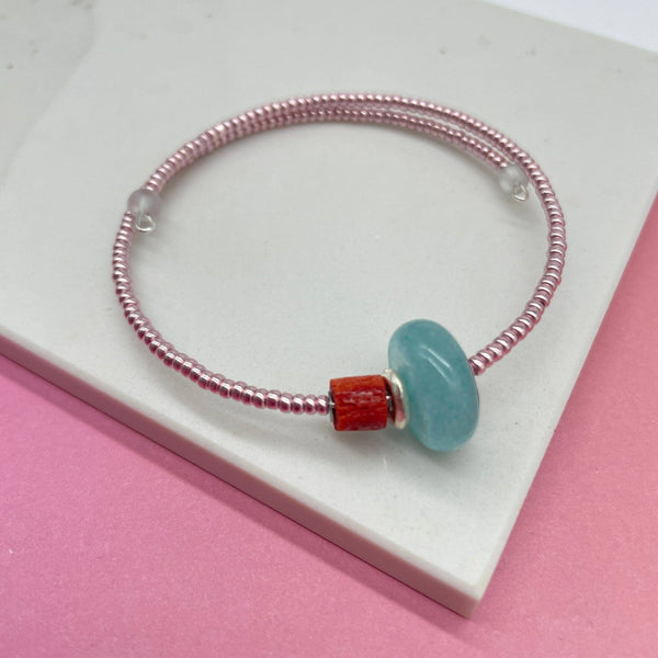 Pink Beads Wrap Bracelet from Deryn for sale at Mostyn