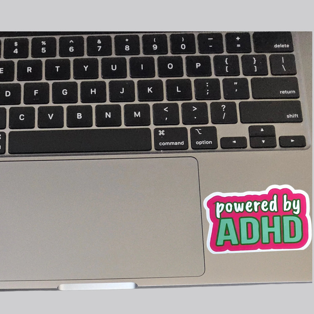 Powered by ADHD Vinyl Sticker by Sent with pride for sale at Mostyn