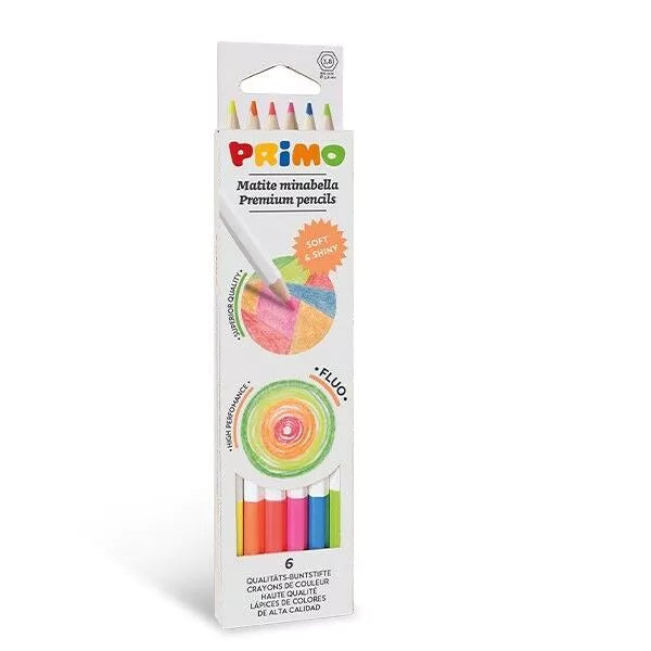 Set of 6 Mirabella Fluorescent Colouring Pencils from Primo Crafts for sale at Mostyn