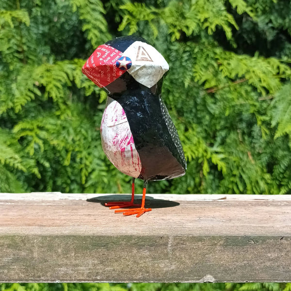 Puffin Posh Paper Mache Bird Sculpture from Tania Holland Gallery for sale at Mostyn