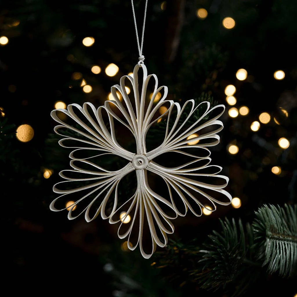 Quilled Mimosa Snowflake Paper Hanging Christmas Decoration from Bollywood Christmas for sale at Mostyn