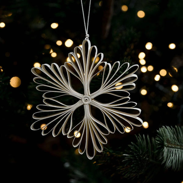 Quilled Mimosa Snowflake Paper Hanging Christmas Decoration from Bollywood Christmas for sale at Mostyn