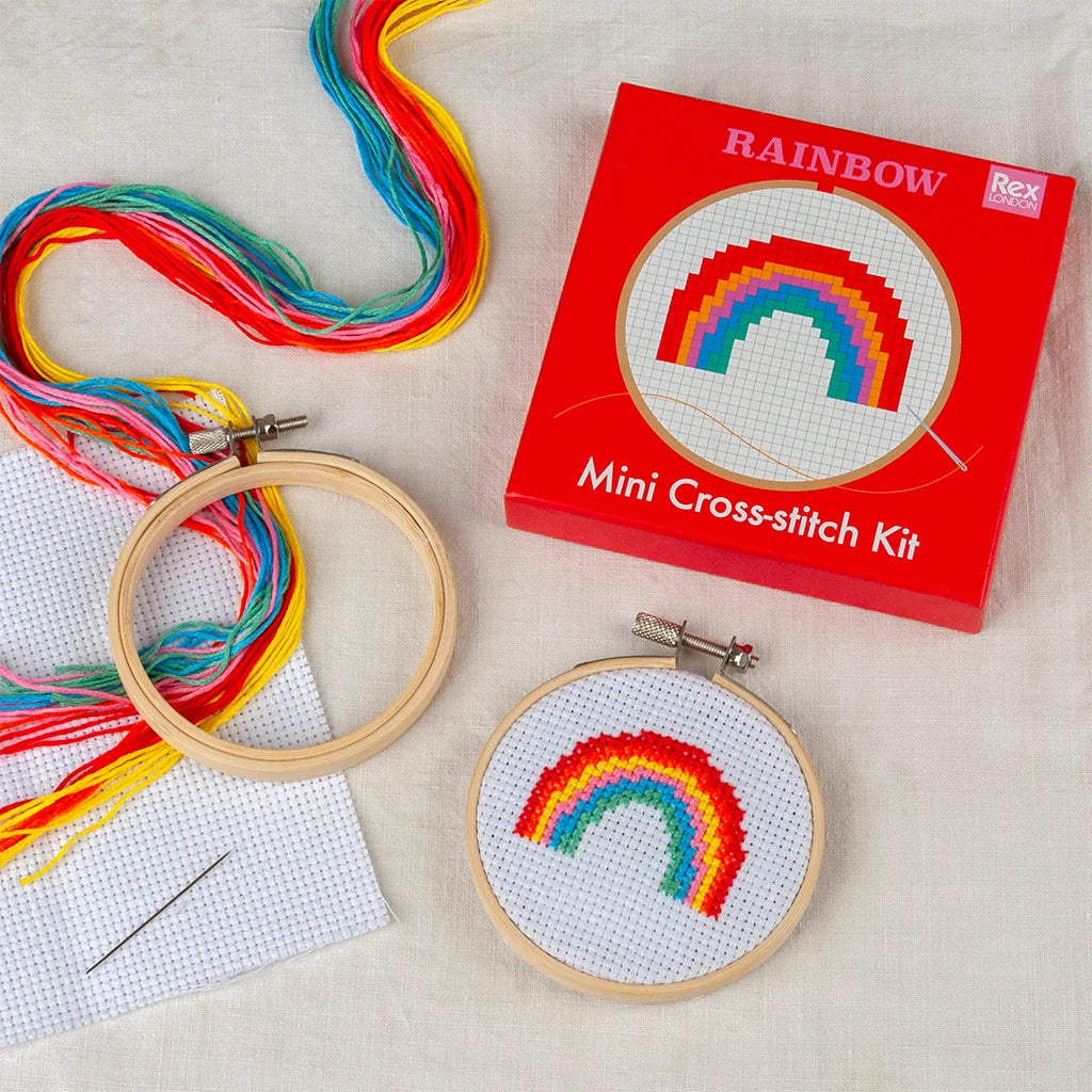 Rainbow Mini Cross-stitch Kit from Rex London for sale at Mostyn