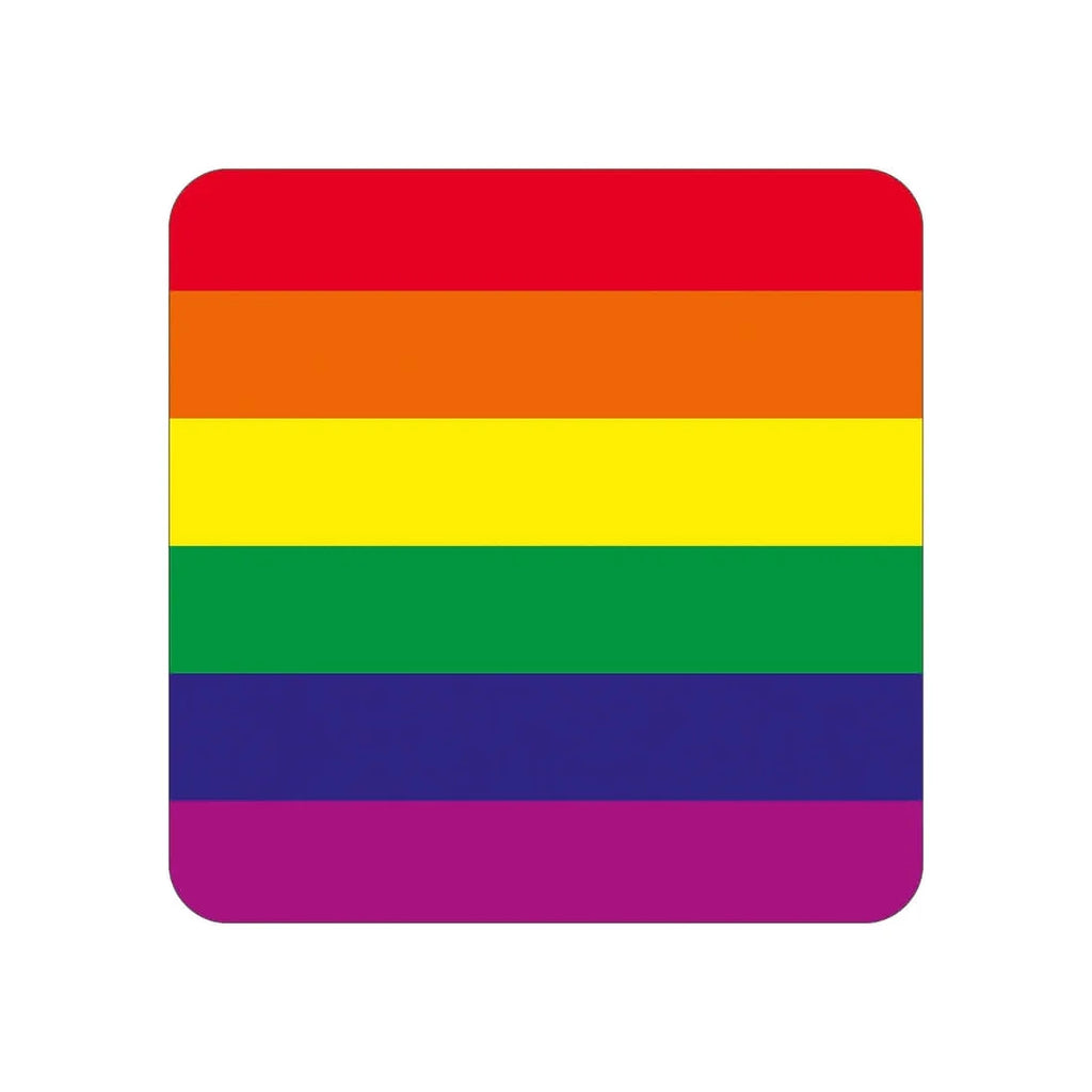 Rainbow Pride Flag Drinks Coaster by Dean Morris Cards for sale at Mostyn