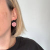 Red Doodle Arch Stud Earrings from Deryn for sale at Mostyn