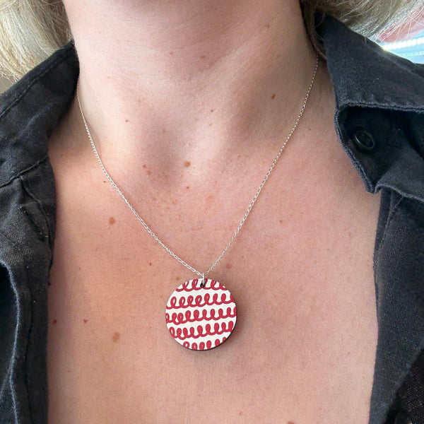 Red Doodle Necklace from Deryn for sale at Mostyn