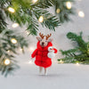 Reindeer in Puffer Jacket Hanging Felt Christmas Decoration from Sass and Belle for sale at Mostyn