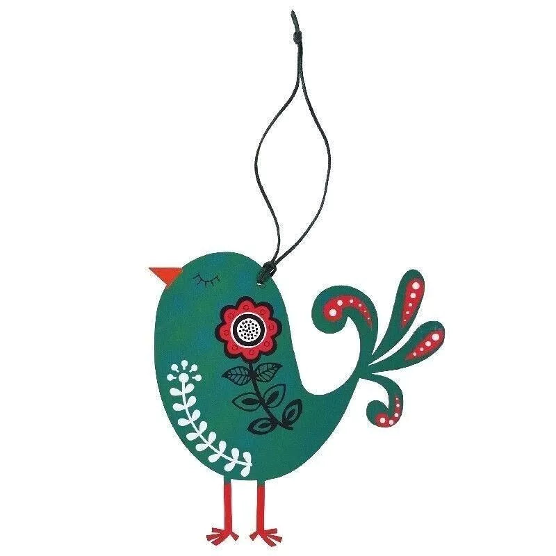 Green Bird Hanging Wooden Christmas Decoration from Rex London for sale at Mostyn