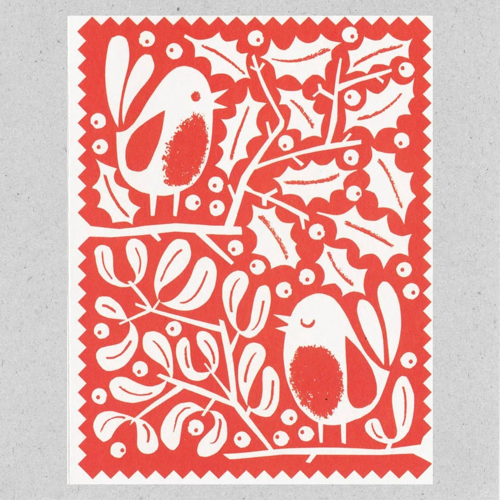 Robins Holly and Mistletoe Christmas Card from Lisa Jones Studio for sale at Mostyn