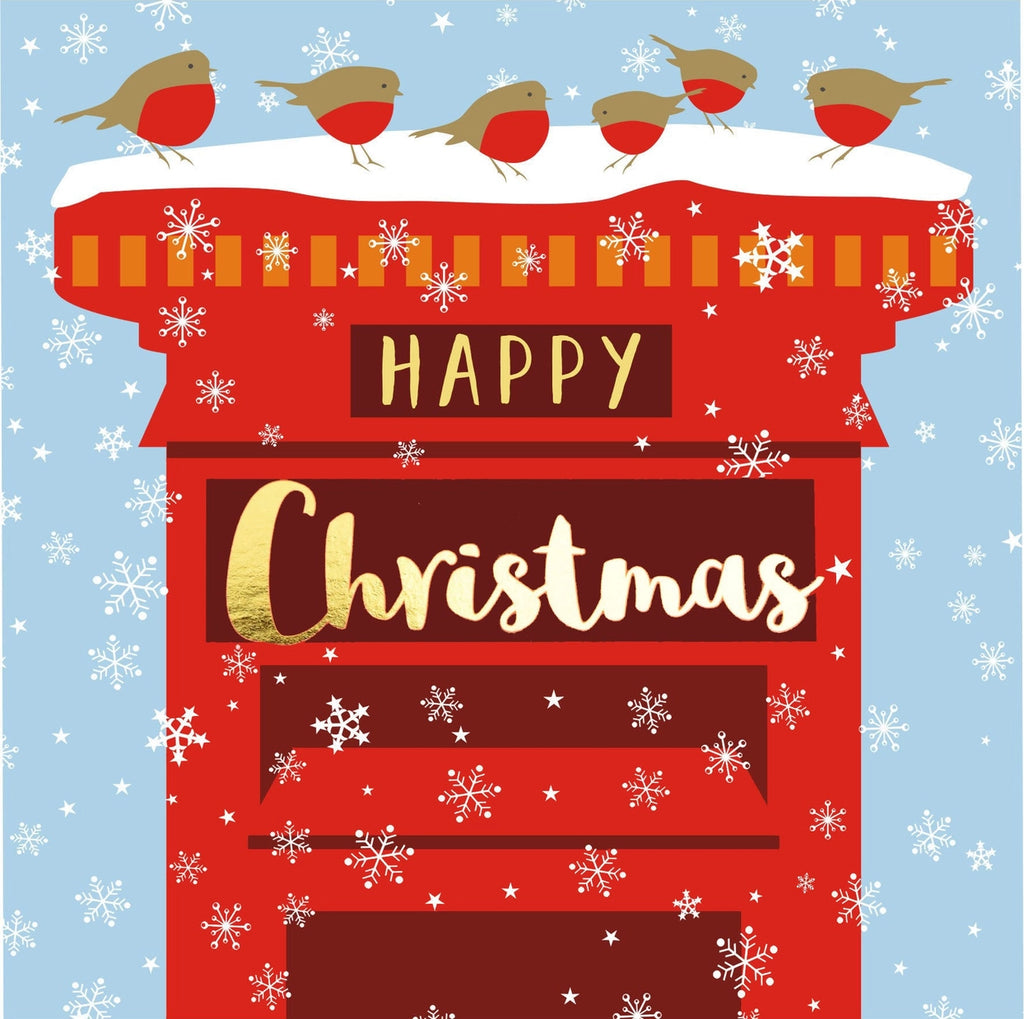 Robins on a Postbox Christmas Card from Claire Giles Cards for sale at Mostyn