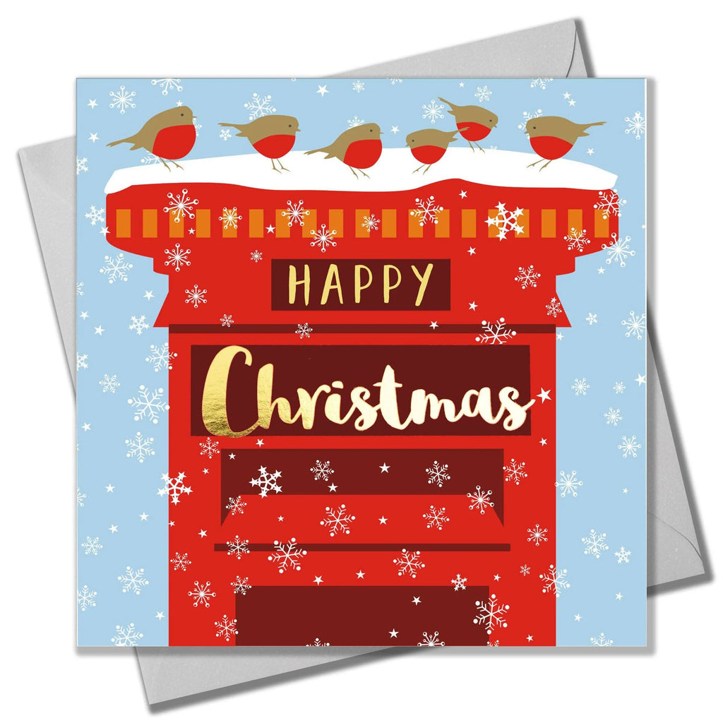Robins on a Postbox Christmas Card from Claire Giles Cards for sale at Mostyn