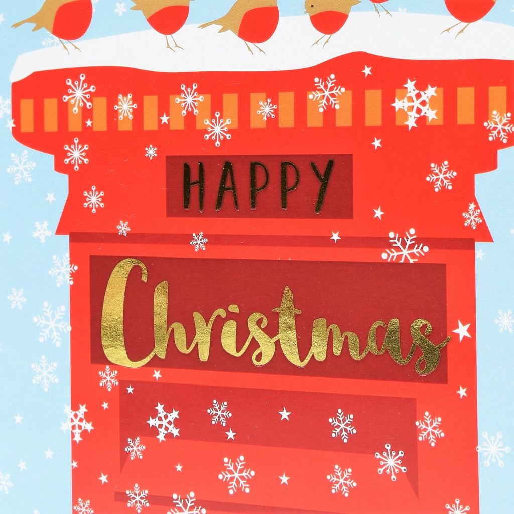 Robins on a Postbox Christmas Card from Claire Giles Cards for sale at Mostyn