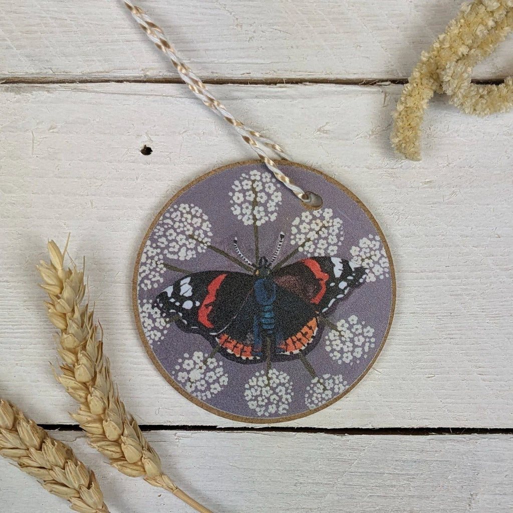 Round Butterfly Wooden Decoration from Driftwood Designs for sale at Mostyn