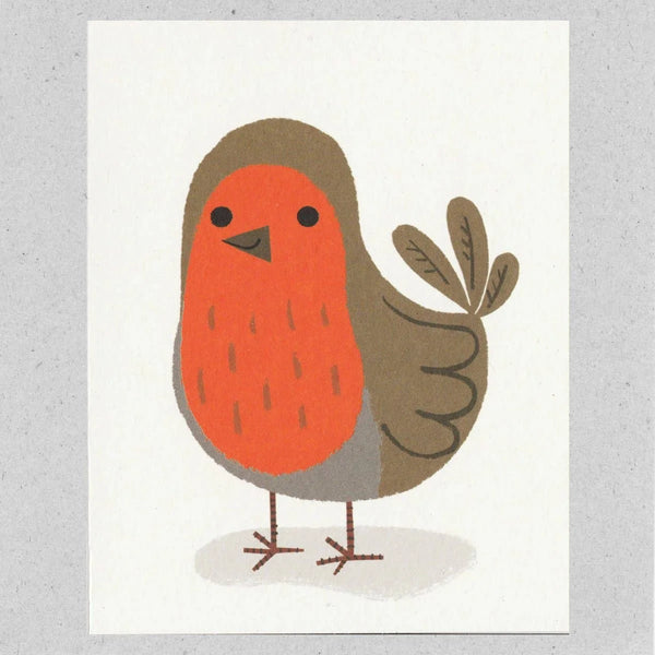 Round Red Breasted Robin Christmas Card from Lisa Jones studio for sale at Mostyn
