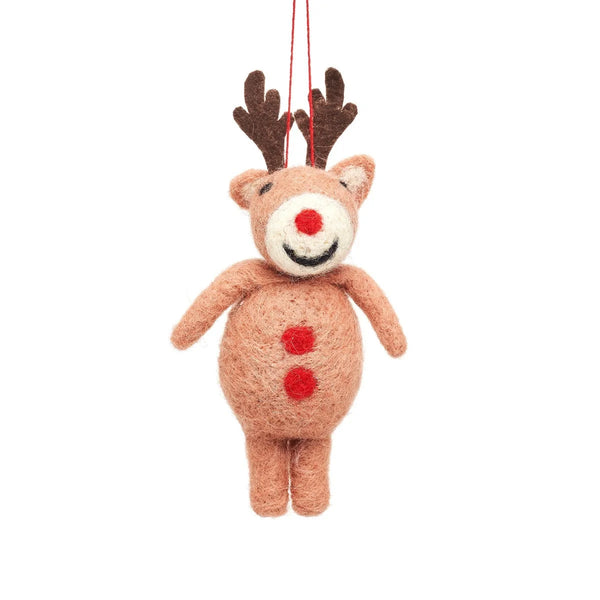 Rudolph the Red Nose Reindeer Felt Christmas Decoration by Sass and Belle for sale at Mostyn