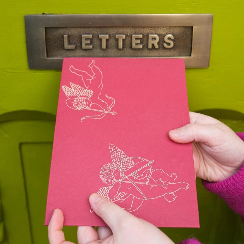 Screen Printed Cupid Concertina Greeting Card from East End Press for sale at Mostyn 