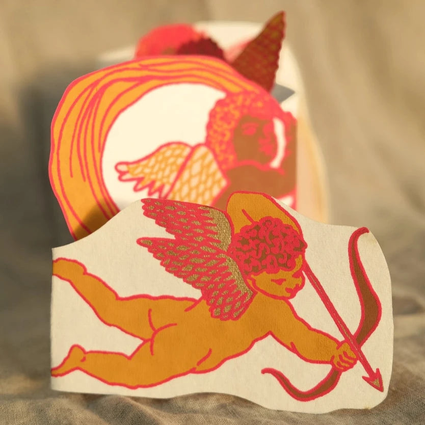 Screen Printed Cupid Concertina Greeting Card from East End Press for sale at Mostyn