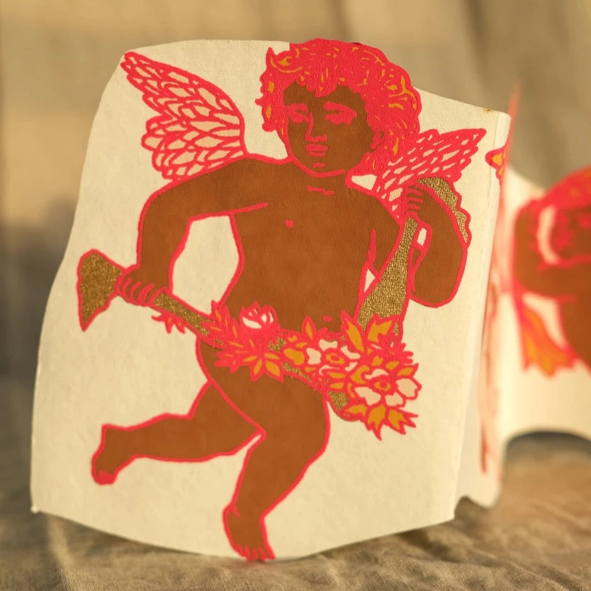 Screen Printed Cupid Concertina Greeting Card from East End Press for sale at Mostyn