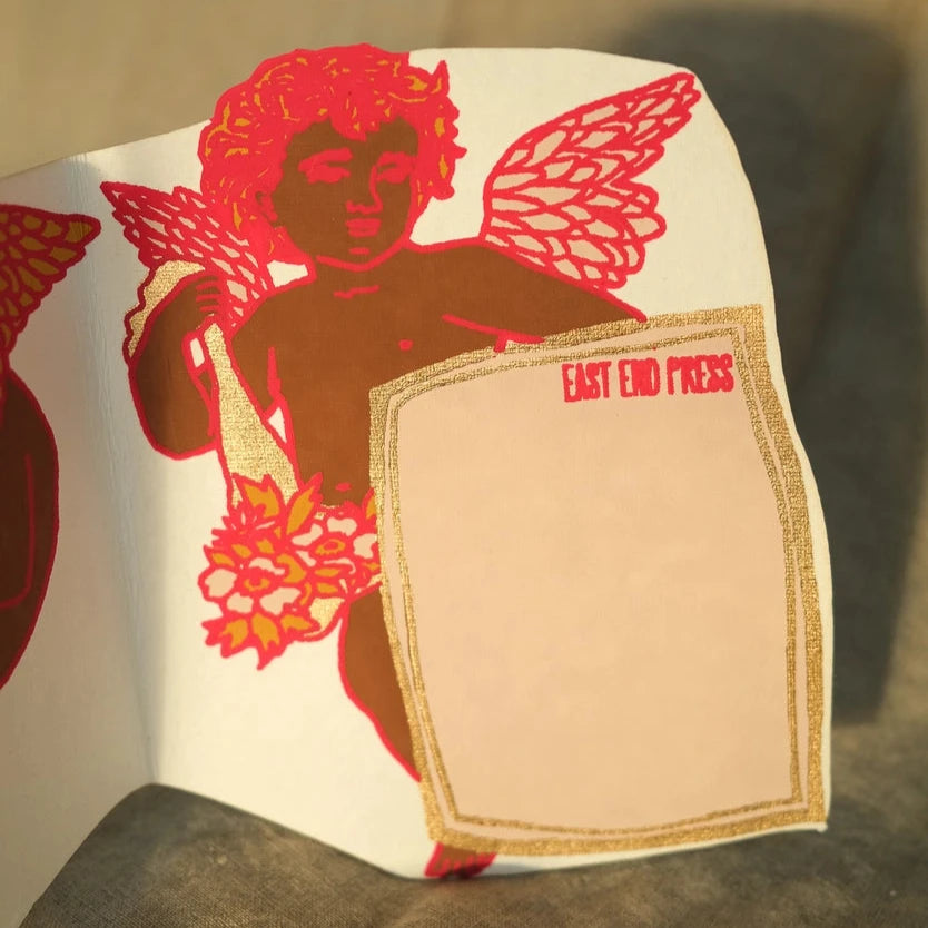 Screen Printed Cupid Concertina Greeting Card from East End Press for sale at Mostyn