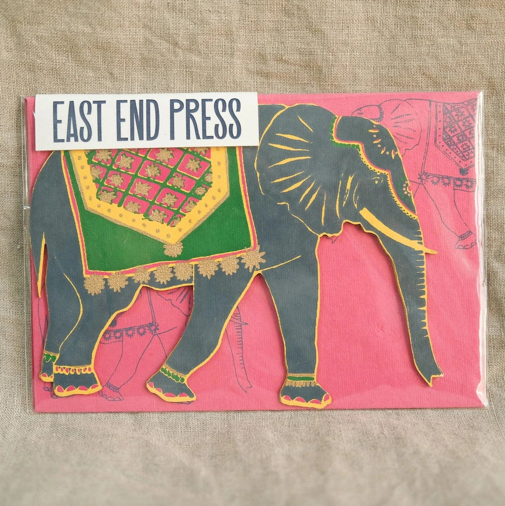 Screen Printed Elephant Greeting Card from East End Press for sale at Mostyn