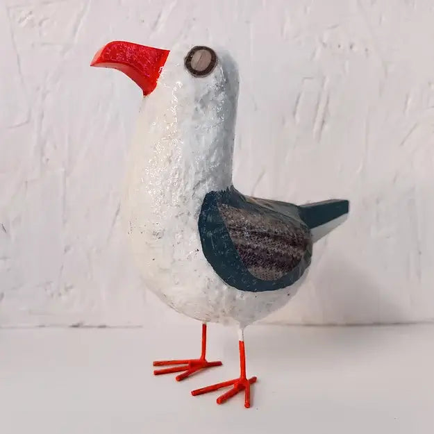 Seagull Posh Paper Mache Bird Sculpture by Tania Holland Gallery for sale at Mostyn