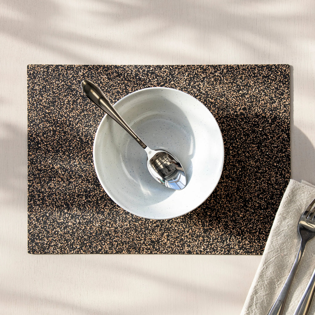 Set of 4 Rectangle Dash Recycled Rubber and Cork Placemats from LIGA for sale at Mostyn