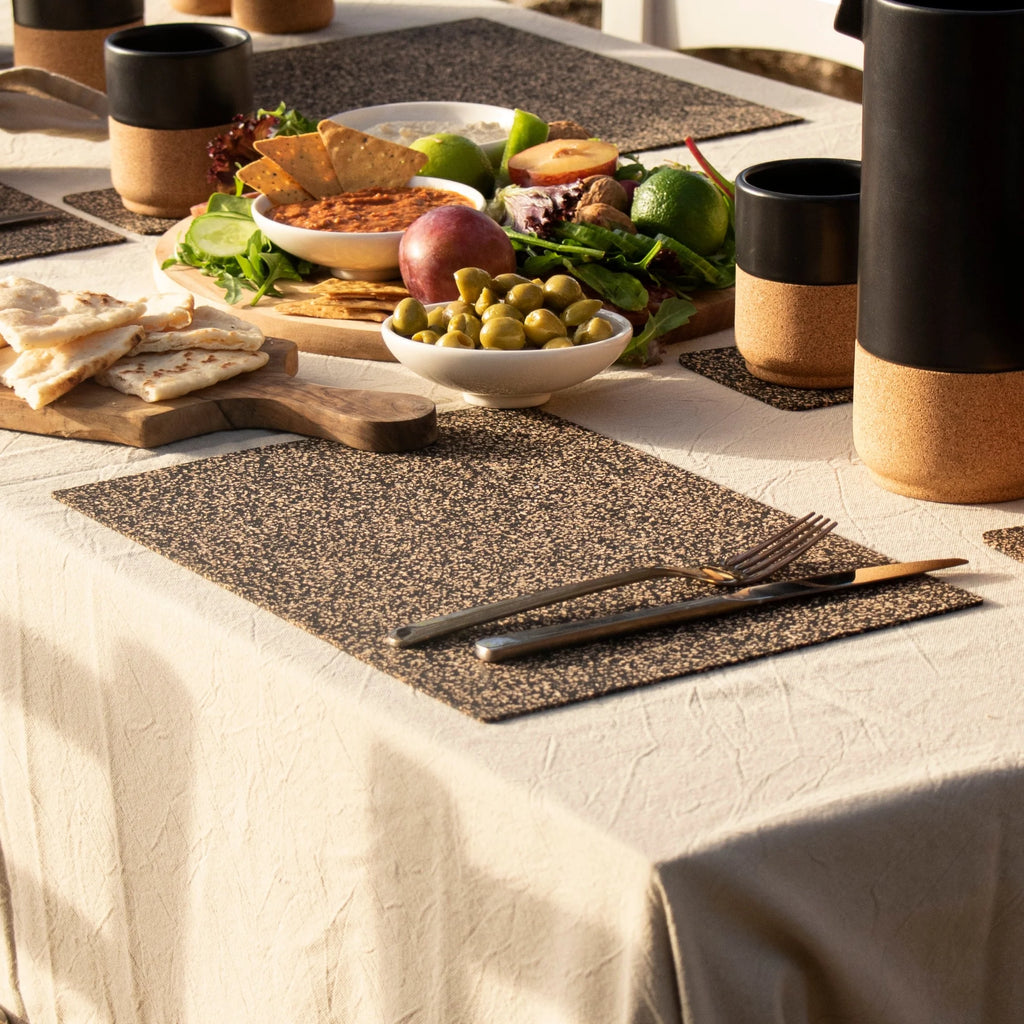 Set of 4 Rectangle Dash Recycled Rubber and Cork Placemats from LIGA for sale at Mostyn 3