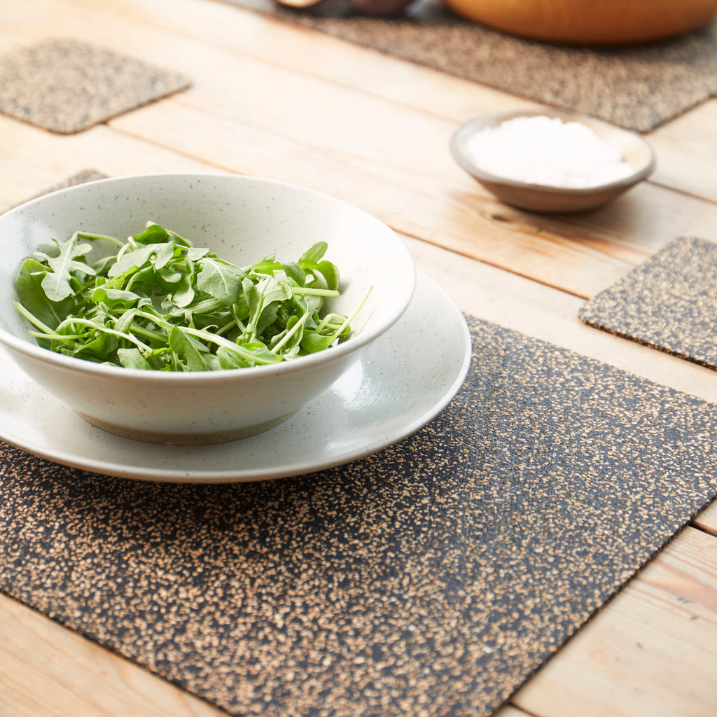 Set of 4 Rectangle Dash Recycled Rubber and Cork Placemats from LIGA for sale at Mostyn 4
