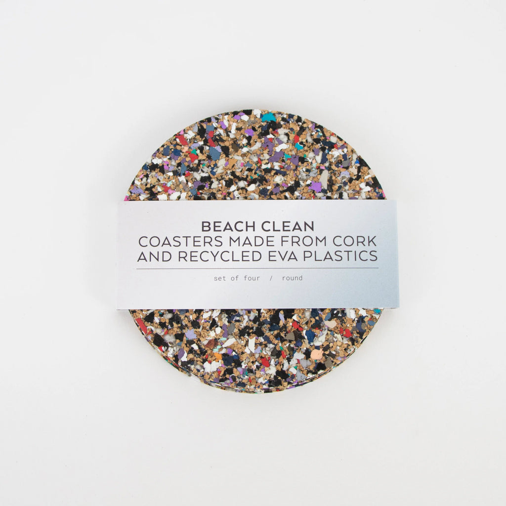 Set of 4 Round Beach Clean Coasters from LIGA for sale at Mostyn 4