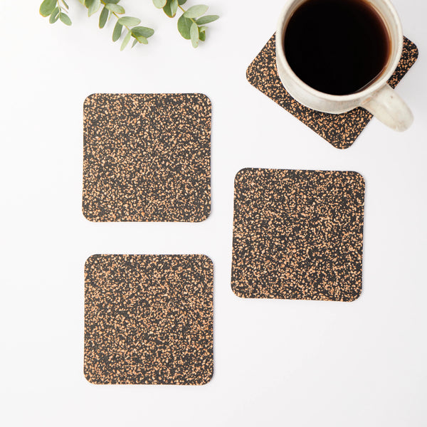 Set of 4 Square Dash Recycled Rubber and Cork Coasters from Liga for sale at Mostyn
