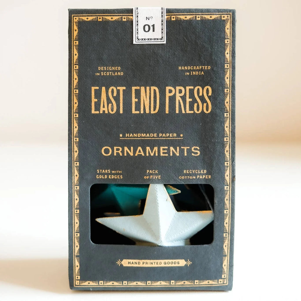 Set of Five Hand Printed Stars Board Decorations by East End Press for sale at Mostyn