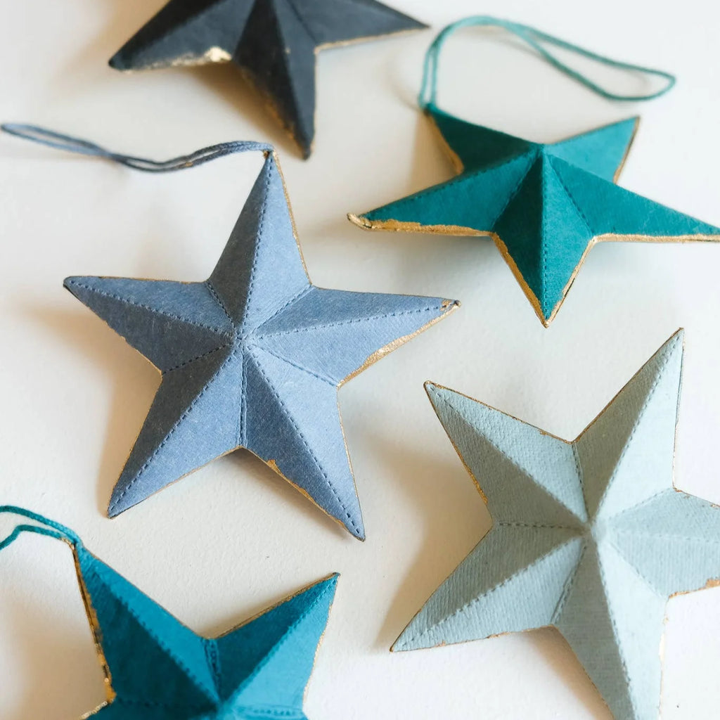 Set of Five Hand Printed Stars Board Decorations by East End Press for sale at Mostyn