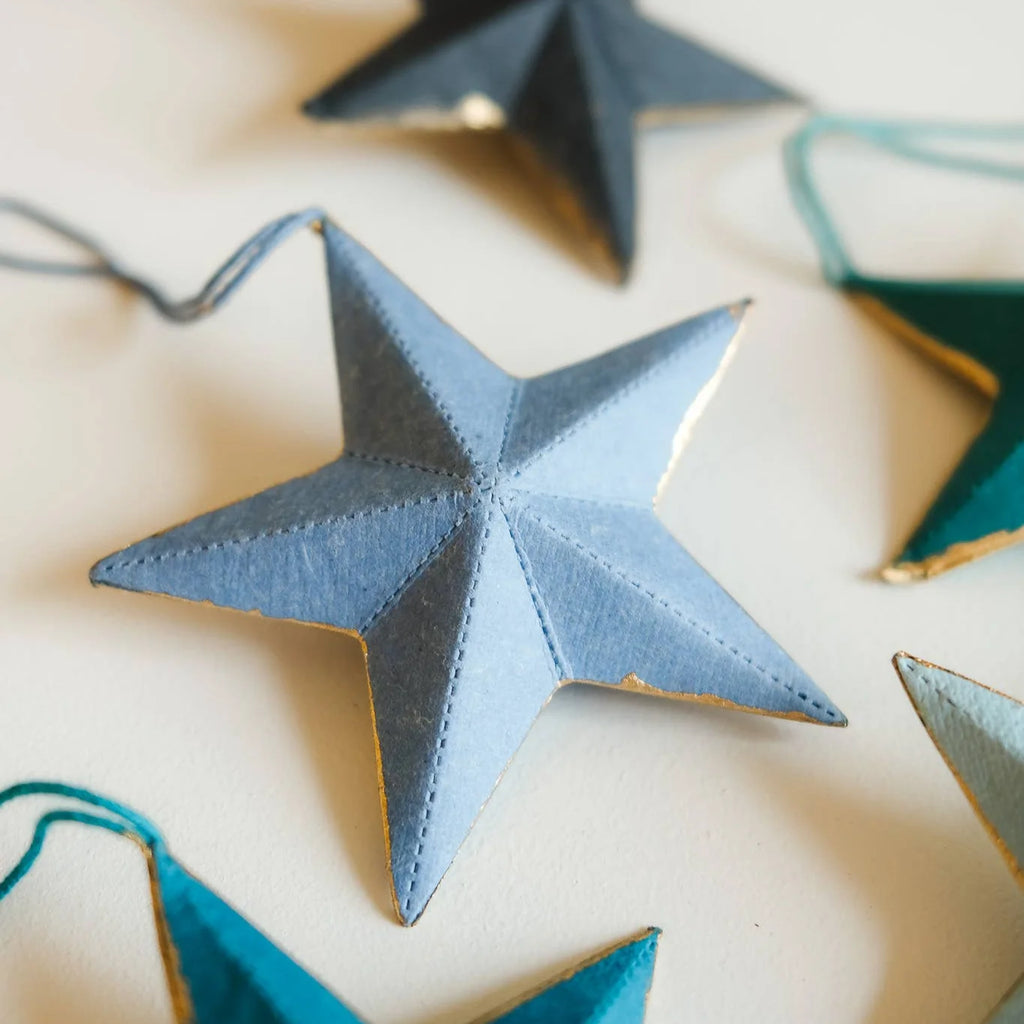 Set of Five Hand Printed Stars Board Decorations by East End Press for sale at Mostyn