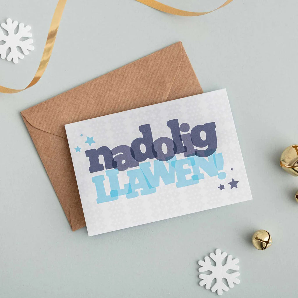 Set of 4 Mini Welsh Language Christmas Cards Nadolig Llawen from Draenog for sale at Mostyn