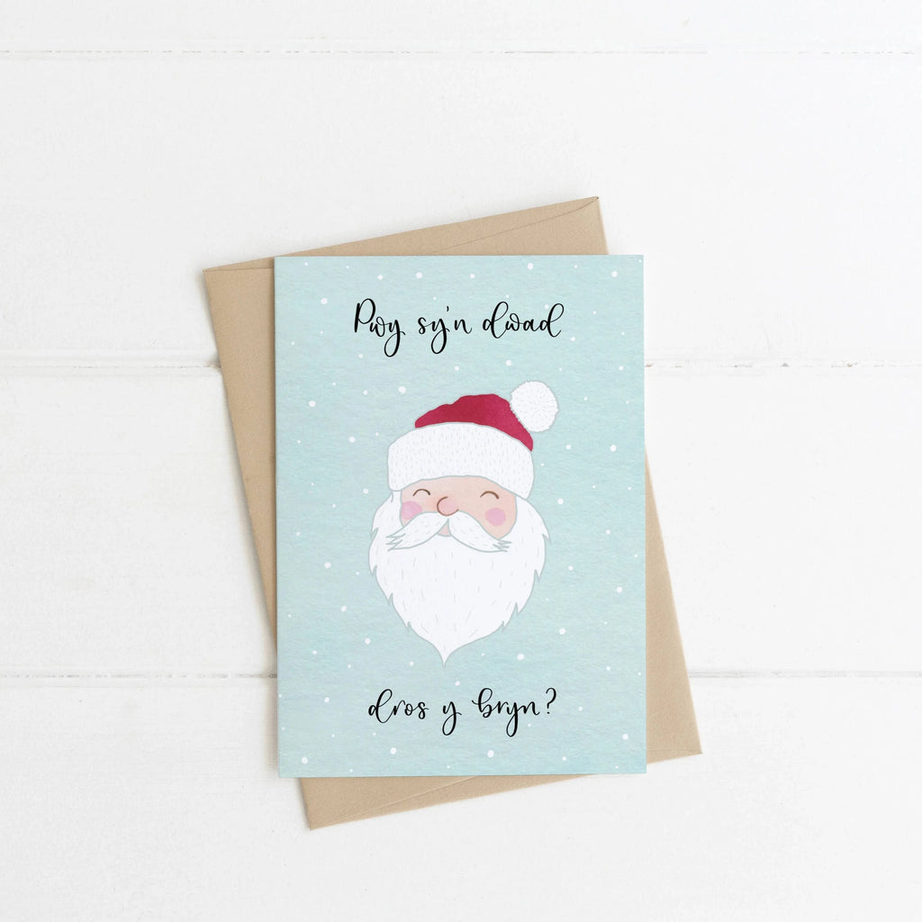 Sion Corn Santa Claus Welsh Christmas Card from Eleri Haf Designs for sale at Mostyn