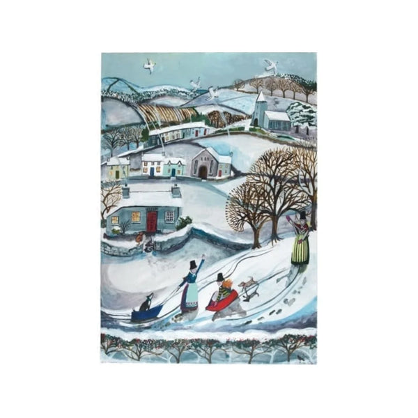 Sledgy Welsh Ladies Christmas Card Pack from Driftwood Designs for sale at Mostyn