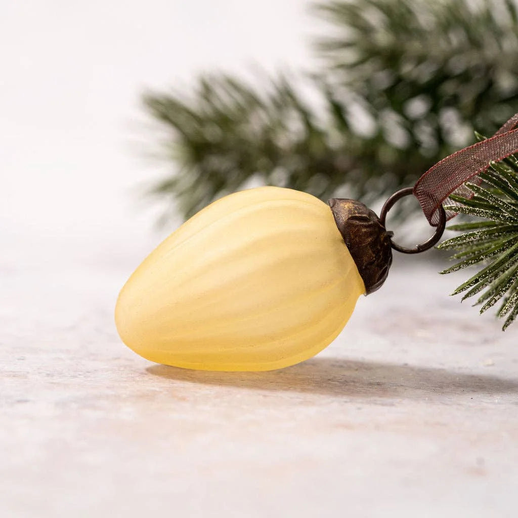 Small Gold Frosted Glass Pinecone Christmas Bauble from Bollywood Christmas