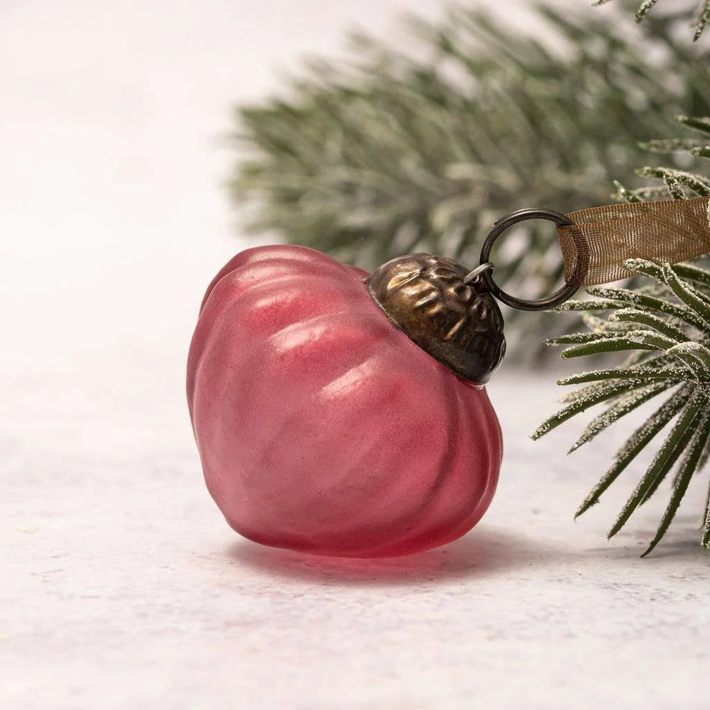 Small Red Frosted Glass Lantern Christmas Bauble from Bollywood Christmas for sale at Mostyn