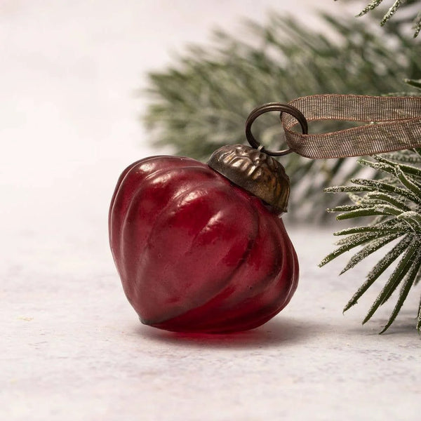 Small Wine Frosted Glass Lantern Christmas Bauble from Bollywood Christmas for sale at Mostyn