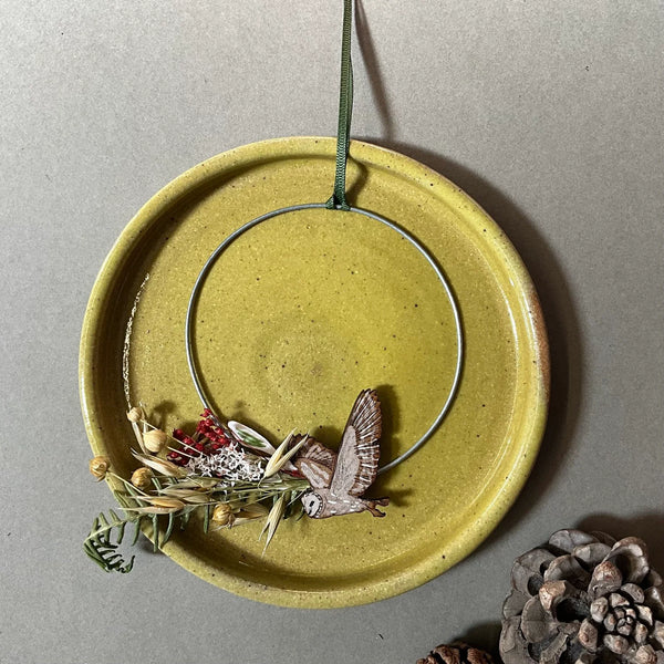 Small Barn Owl Wreath with Dried Flowers from Lily Faith for sale at Mostyn