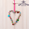 Small Handmade Multi Coloured Beaded Heart Hanging Decoration from Rex London for sale at Mostyn