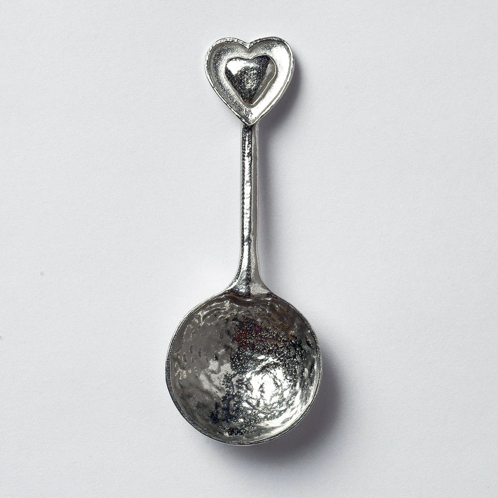 Small Pewter Love Heart Sugar Spoon from Glover and Smith for sale at Mostyn 3