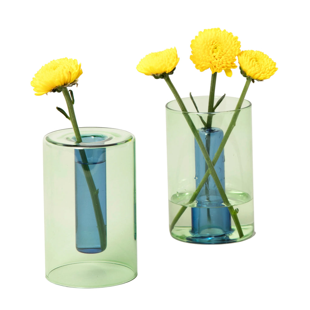 Small Reversible Glass Vase Green Blue 2 from Block Design for sale at Mostyn