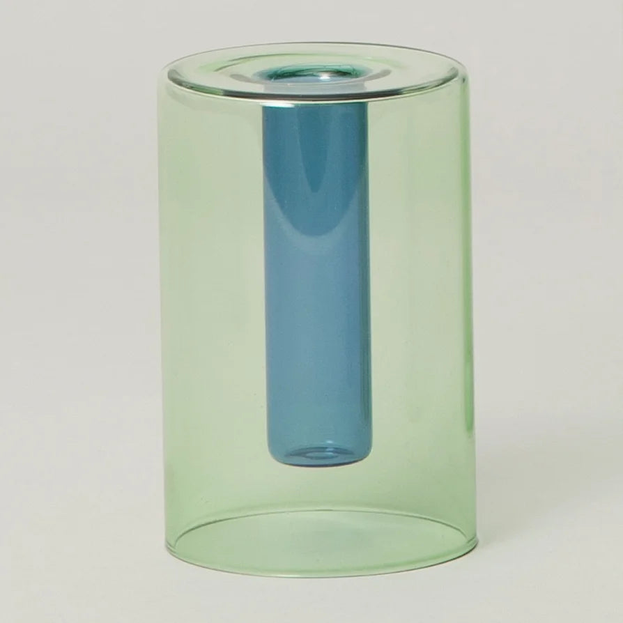 Small Reversible Glass Vase Green Blue from Block Design for sale at Mostyn