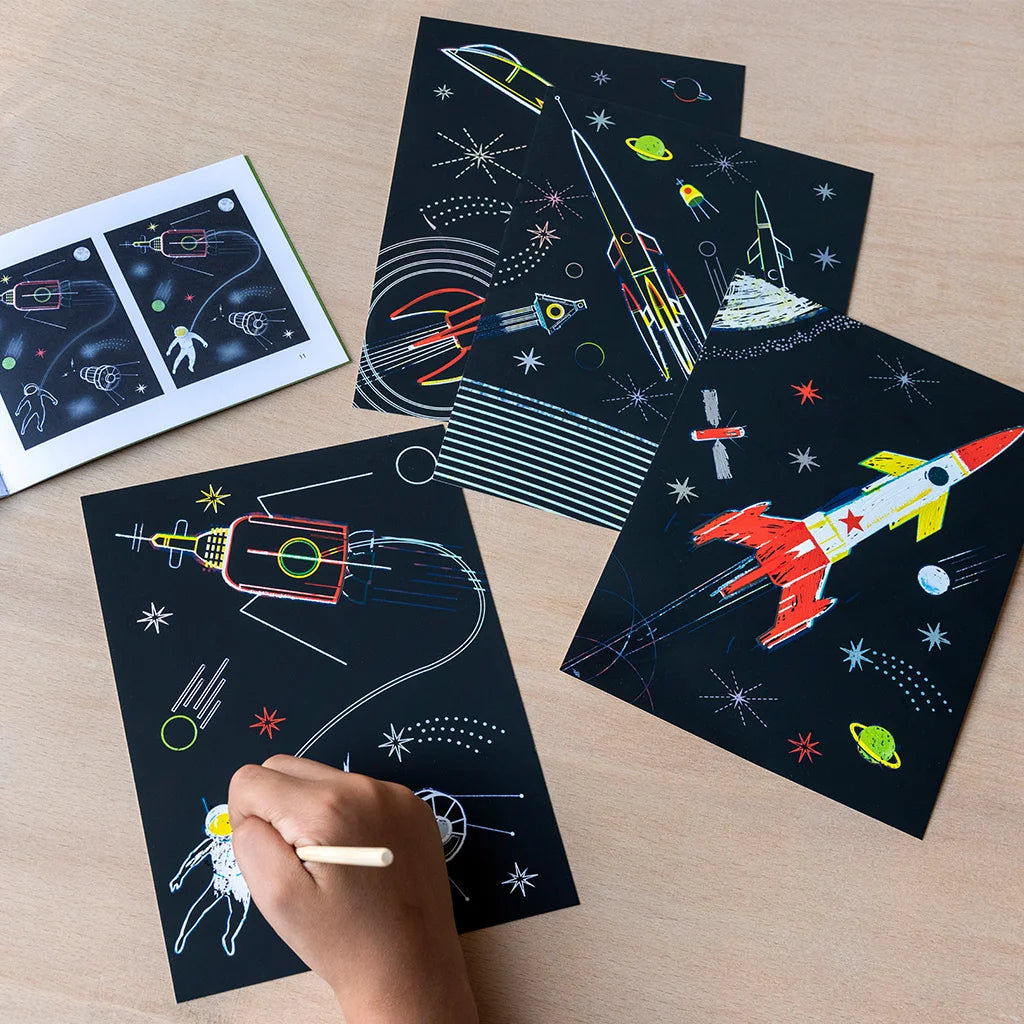 Space Age Scratch Art Kit from Rex London for sale at Mostyn