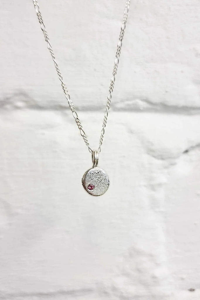 Sparkle Effect Gemset Sterling Silver Blobby Pendant with 2mm Round Rhodolite Garnet from Rebecca Oldfield for sale at Mostyn