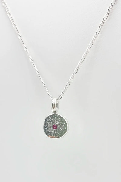 Sparkle Effect Gemset Sterling Silver Blobby Pendant with 2mm Round Rhodolite Garnet from Rebecca Oldfield for sale at Mostyn