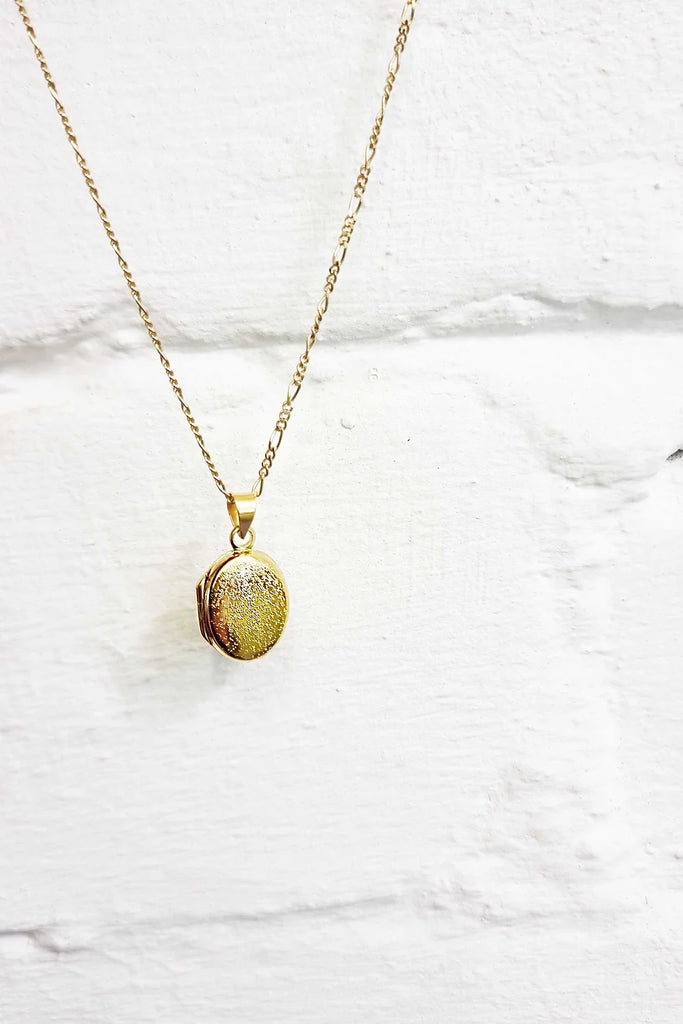 Sparkle Effect Gold Vermeil on Sterling Silver Locket Necklace from Rebecca Oldfield for sale at Mostyn