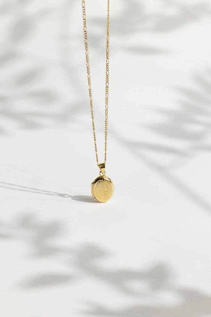 Sparkle Effect Gold Vermeil on Sterling Silver Locket Necklace from Rebecca Oldfield for sale at Mostyn